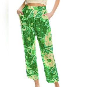 FARM Rio Tropical Groove Green Floral Wide Leg Pants